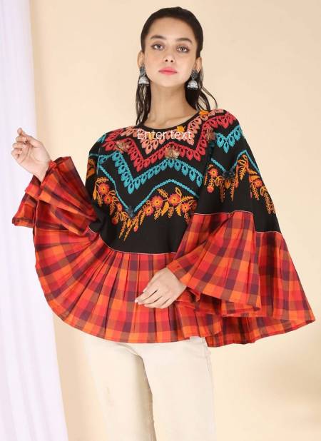 Black And Red Colour MESMORA RANGEELA RE Fancy Stylish Party Wear Embroidered Top Collection 1215